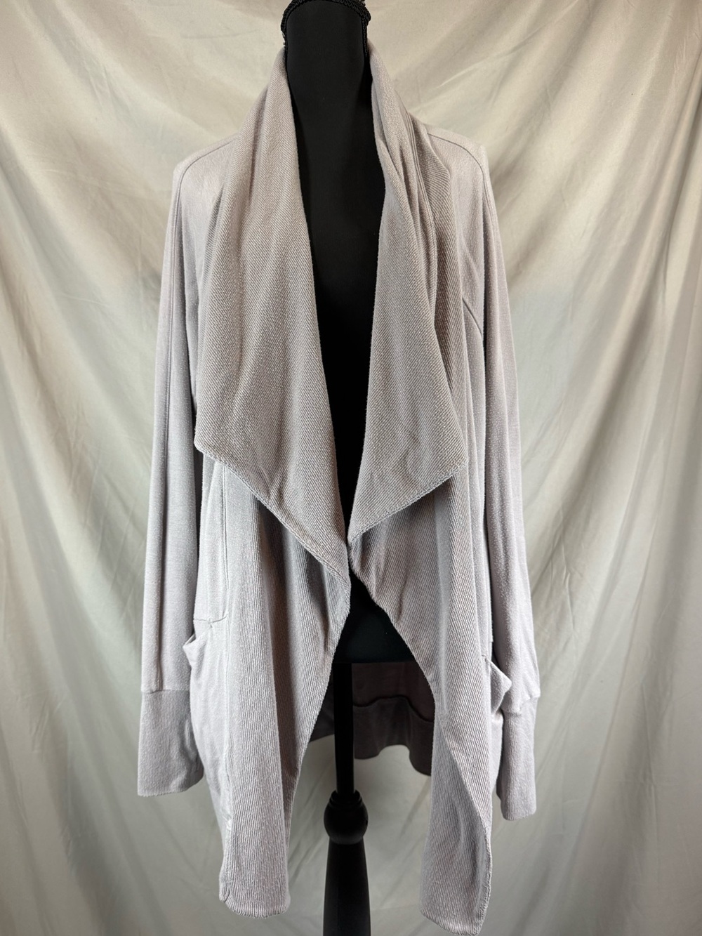 Athleta Pranayama Restore Draped Wrap Cardigan Heather Gray - Size Medium